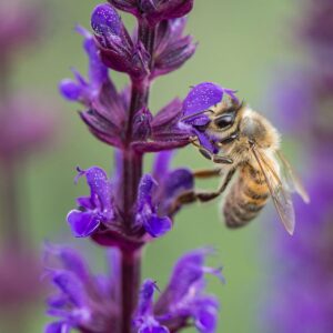 afbeelding van een insect die een salieplant bestuift