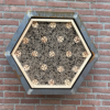 Afbeelding van het Hex Insectenhotel welke is gemonteerd aan de muur van een gebouw. Een product en voorziening van Vivara Pro dat insecten een veilig en duurzaam verblijf biedt en bijdraagt aan natuurinclusief bouwen